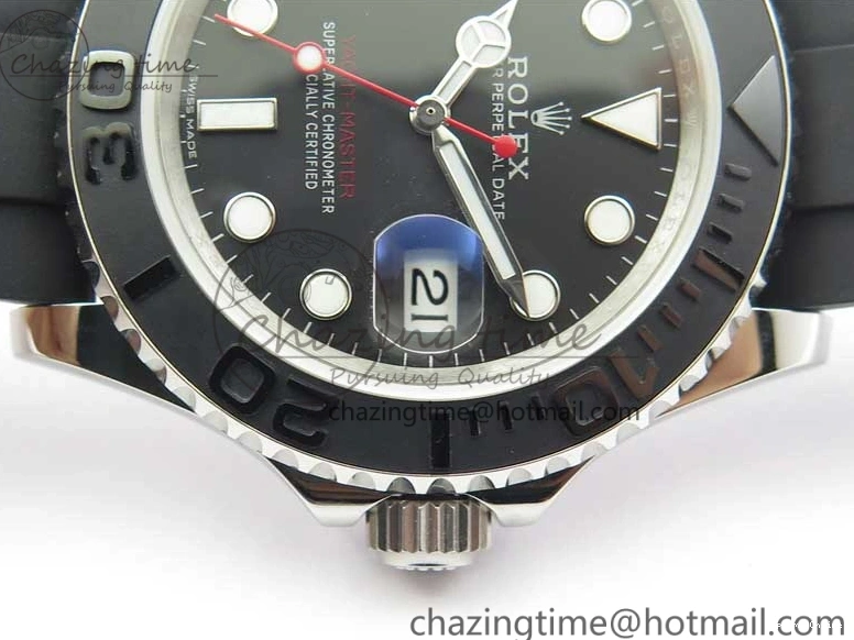 0130 Yacht-Master 116655 ARF SS Custom Made Black Ceramic Bezel on Oysterflex Rubber Strap A HighPerformance 3064